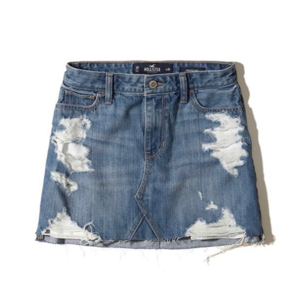 Distressed Denim Skirt